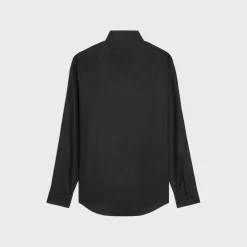 loose shirt with inverted collar in cotton poplin