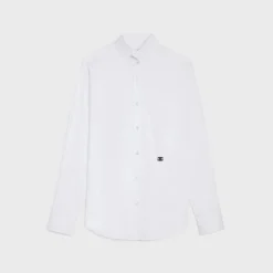 loose shirt with upturned collar in cotton poplin