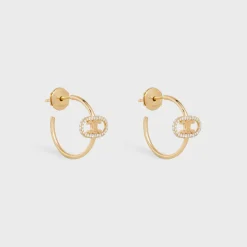 Maillon Triomphe Hoops in Yellow Gold and Diamonds