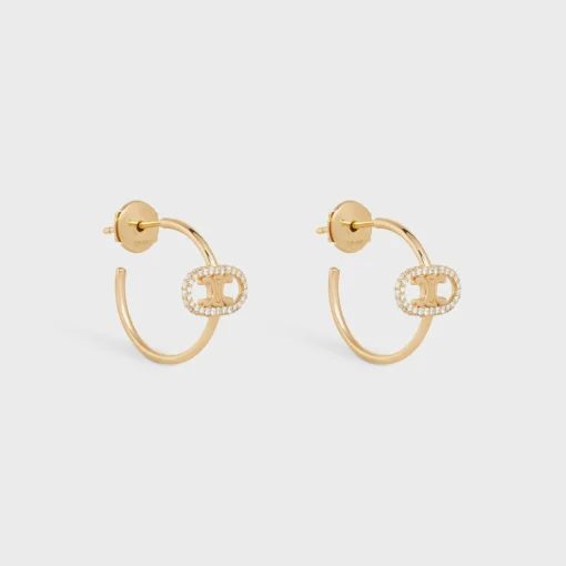 Maillon Triomphe Hoops in Yellow Gold and Diamonds