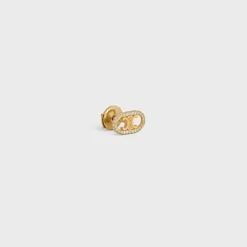Maillon Triomphe Stud in Yellow Gold and Diamonds
