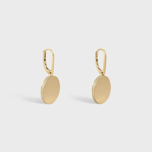 Medaille Celine Earrings in Yellow Gold and Diamonds