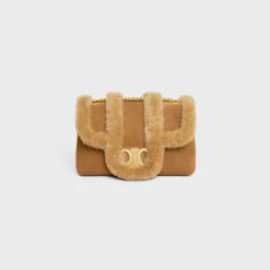 Medium Celine Victoire Bag in SUEDE CALFSKIN AND SHEARLING