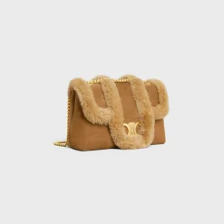 Medium Celine Victoire Bag in SUEDE CALFSKIN AND SHEARLING