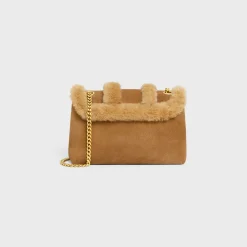 Medium Celine Victoire Bag in SUEDE CALFSKIN AND SHEARLING