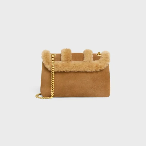 Medium Celine Victoire Bag in SUEDE CALFSKIN AND SHEARLING