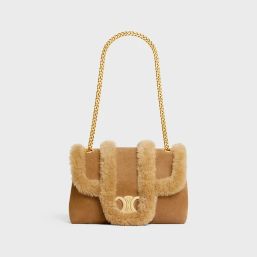 Medium Celine Victoire Bag in SUEDE CALFSKIN AND SHEARLING