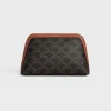 MEDIUM COSMETIC POUCH IN TRIOMPHE CANVAS AND CALFSKIN