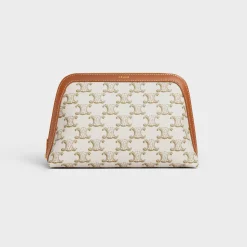 MEDIUM COSMETIC POUCH IN TRIOMPHE CANVAS AND CALFSKIN