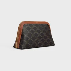 MEDIUM COSMETIC POUCH IN TRIOMPHE CANVAS AND CALFSKIN