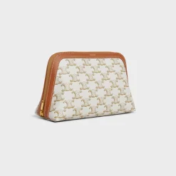 MEDIUM COSMETIC POUCH IN TRIOMPHE CANVAS AND CALFSKIN