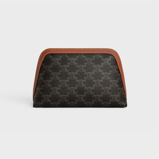 MEDIUM COSMETIC POUCH IN TRIOMPHE CANVAS AND CALFSKIN