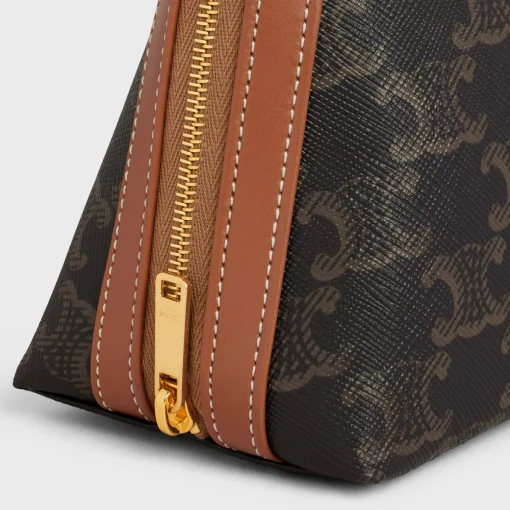 MEDIUM COSMETIC POUCH IN TRIOMPHE CANVAS AND CALFSKIN