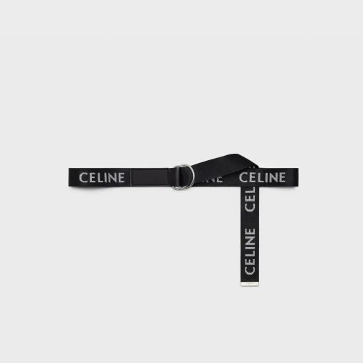MEDIUM DOUBLE RING BELT in Jacquard Textile and Calfskin
