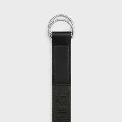 MEDIUM DOUBLE RING BELT in Jacquard Textile and Calfskin