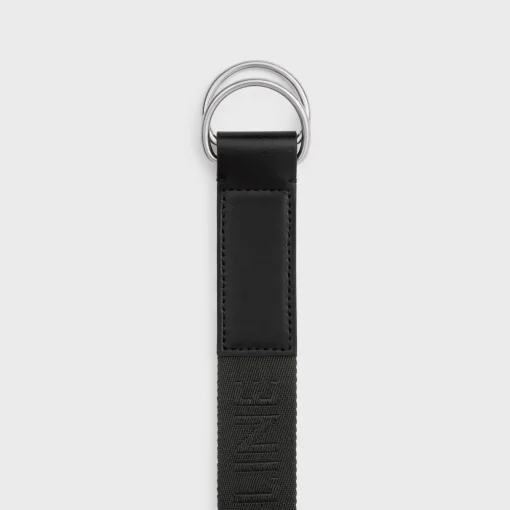 MEDIUM DOUBLE RING BELT in Jacquard Textile and Calfskin