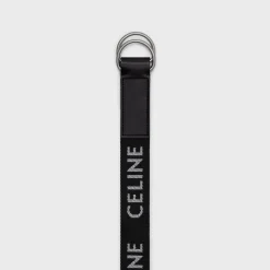 MEDIUM DOUBLE RING BELT in Jacquard Textile and Calfskin