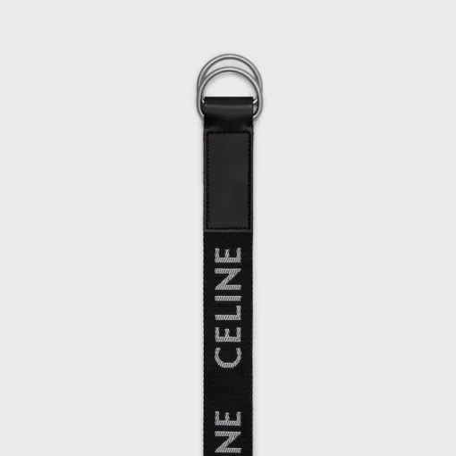 MEDIUM DOUBLE RING BELT in Jacquard Textile and Calfskin