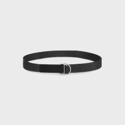 MEDIUM DOUBLE RING BELT in Jacquard Textile and Calfskin