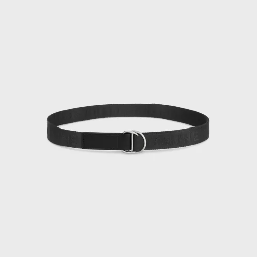 MEDIUM DOUBLE RING BELT in Jacquard Textile and Calfskin