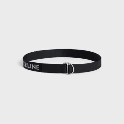 MEDIUM DOUBLE RING BELT in Jacquard Textile and Calfskin
