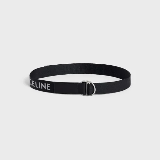 MEDIUM DOUBLE RING BELT in Jacquard Textile and Calfskin