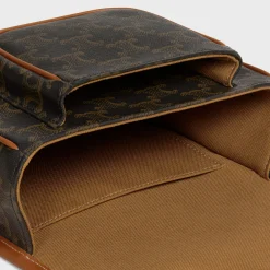 Medium Folco bag in Triomphe Canvas and calfskin