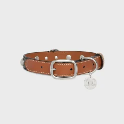 Medium Large Dog Collar in Triomphe Canvas and Calfskin with Studs