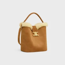 MEDIUM LOUISE BAG in SUEDE CALFSKIN AND SHEARLING