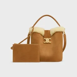 MEDIUM LOUISE BAG in SUEDE CALFSKIN AND SHEARLING
