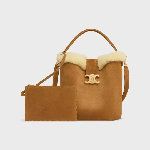 MEDIUM LOUISE BAG in SUEDE CALFSKIN AND SHEARLING