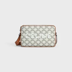 Medium Messenger Bag in Triomphe Canvas with Celine print