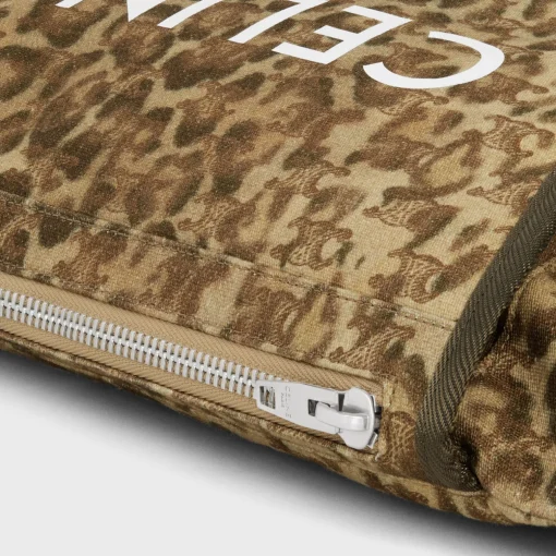 MEDIUM MESSENGER TREKKING in Textile with triomphe leopard print and Celine print