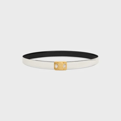 MEDIUM REVERSIBLE FRAMED TRIOMPHE BELT in TAURILLON AND NATURAL CALFSKIN