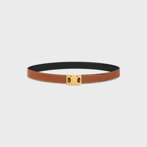 MEDIUM REVERSIBLE FRAMED TRIOMPHE BELT in TAURILLON AND NATURAL CALFSKIN