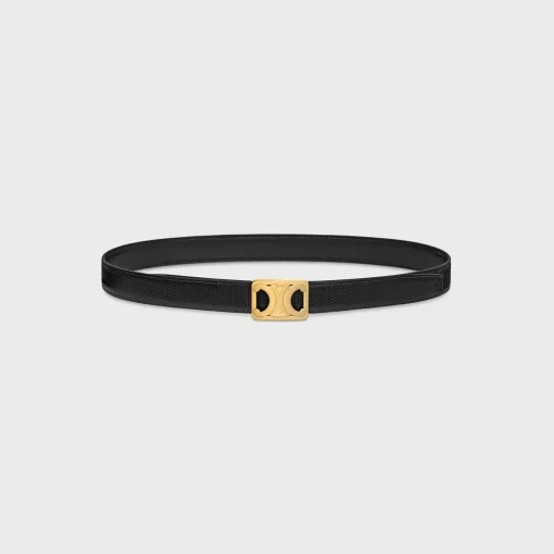 MEDIUM REVERSIBLE FRAMED TRIOMPHE BELT in TAURILLON AND LIZARD EMBOSSED CALFSKIN