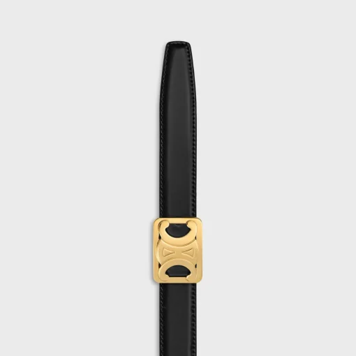 MEDIUM REVERSIBLE FRAMED TRIOMPHE BELT in TAURILLON AND LIZARD EMBOSSED CALFSKIN