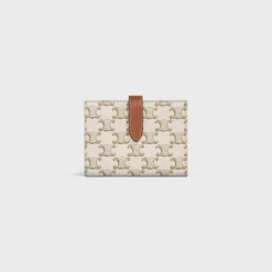 Medium strap wallet in Triomphe Canvas and Lambskin