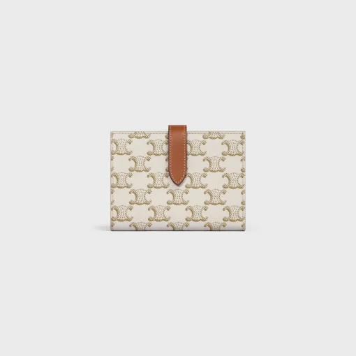 Medium strap wallet in Triomphe Canvas and Lambskin
