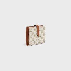 Medium strap wallet in Triomphe Canvas and Lambskin