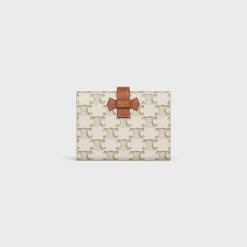 Medium strap wallet in Triomphe Canvas and Lambskin