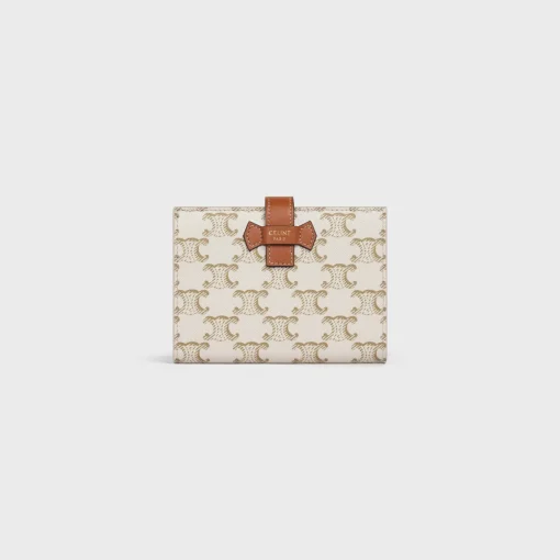 Medium strap wallet in Triomphe Canvas and Lambskin