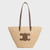 MEDIUM SUPPLE CELINE CLASSIC PANIER in Raffia and calfskin