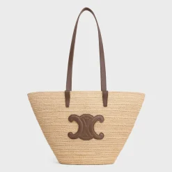 MEDIUM SUPPLE CELINE CLASSIC PANIER in Raffia and calfskin