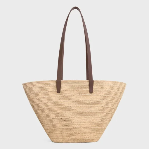 MEDIUM SUPPLE CELINE CLASSIC PANIER in Raffia and calfskin