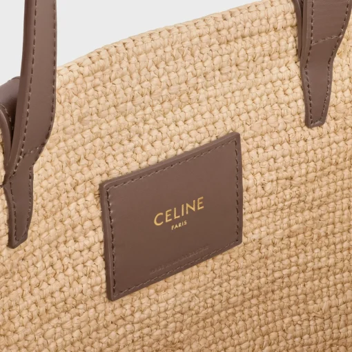 MEDIUM SUPPLE CELINE CLASSIC PANIER in Raffia and calfskin