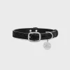 MEDIUM THIN DOG COLLAR IN SUEDE CALFSKIN WITH STRASS