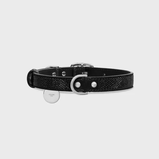 MEDIUM THIN DOG COLLAR IN SUEDE CALFSKIN WITH STRASS