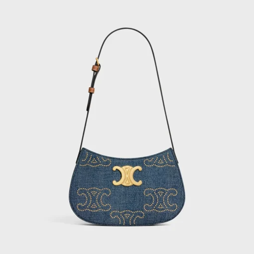 MEDIUM TILLY BAG in DENIM WITH TRIOMPHE STUDS AND CALFSKIN