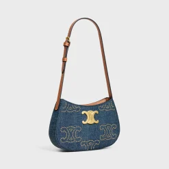 MEDIUM TILLY BAG in DENIM WITH TRIOMPHE STUDS AND CALFSKIN